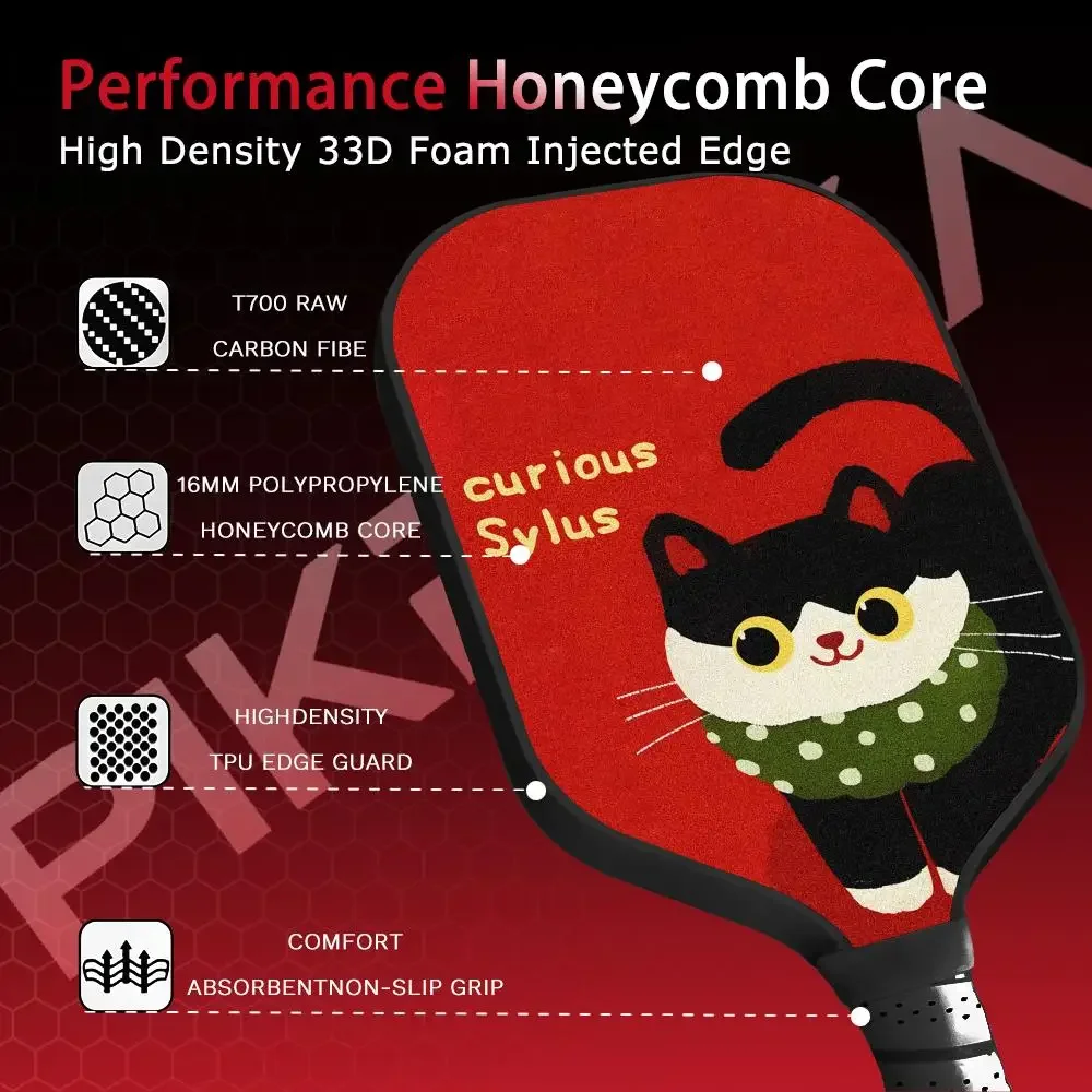 Pickleball Paddle T700 Carbon Fiber Paddle Set Thermoformed 16MM Honeycomb Core with Bag and Grip Tape Cartoon Cat Cute
Pickleball Paddle T700 Carbon Fiber Paddle Set Thermoformed 16MM Honeycomb Core with Bag and Grip Tape Cartoon Cat Cute