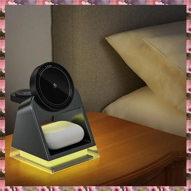 2025 3 в 1 подставка для беспроводного зарядного устройства Magsafe с сенсорной хрустальной лампой для Iphone 15 Pro Max Iwatch Pro Зарядная станция Dur 
2025 3 в 1 подставка для беспроводного зарядного устройства Magsafe с сенсорной хрустальной лампой для Iphone 15 Pro Max Iwatch Pro Зарядная станция Dur