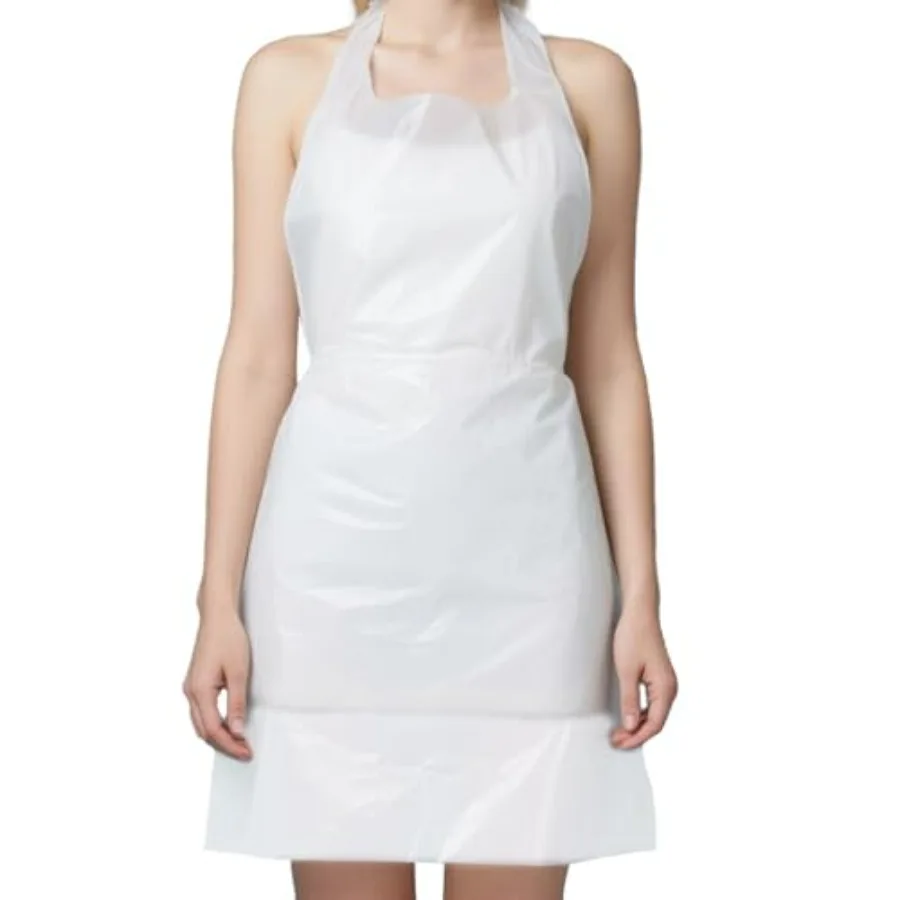 White Disposable Plastic Apron 100 Pack, 46" x 28" 2 Mil Polyethylene Tear-Resistant Bibs for Cooking, Cleaning, Art and Indust
White Disposable Plastic Apron 100 Pack, 46" x 28" 2 Mil Polyethylene Tear-Resistant Bibs for Cooking, Cleaning, Art and Indust
