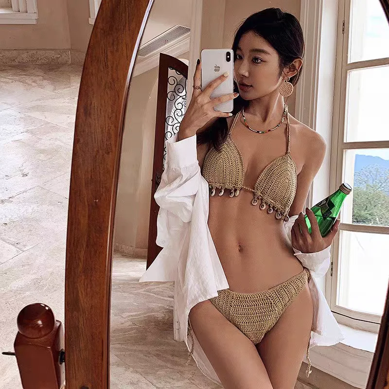 Sexy Handmade Hollow Weave Bikini Separate Swimsuit Multi-Color Spicy Girl Ins Hot S Swimsuit Nylon Material e Design
Sexy Handmade Hollow Weave Bikini Separate Swimsuit Multi-Color Spicy Girl Ins Hot S Swimsuit Nylon Material e Design