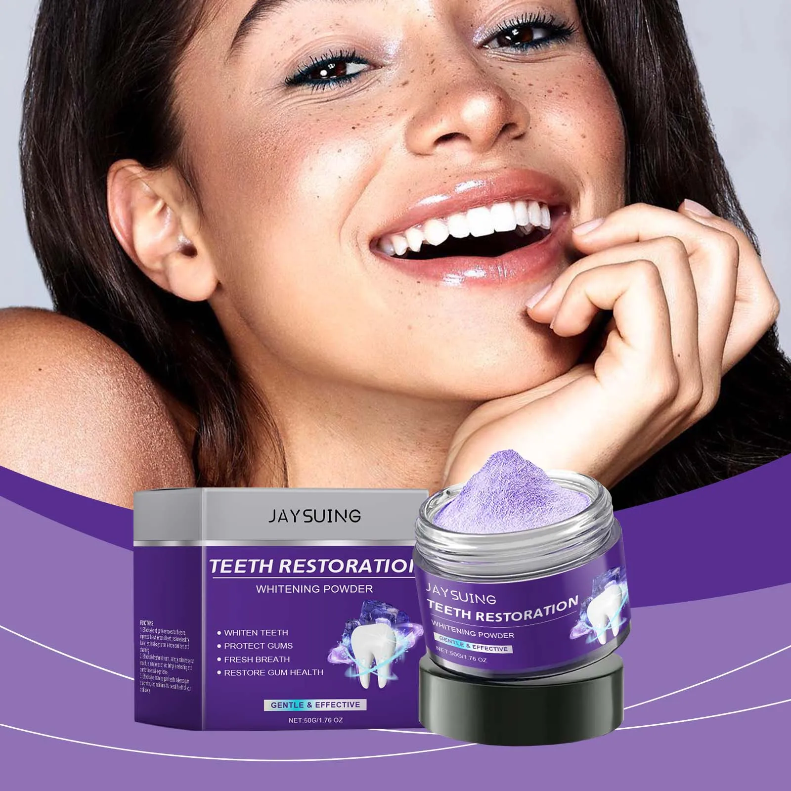 Purple Tooth Powder Brightening No Sensitivity Stain Remover Corrector Color Fresh Breath Clean Teeth Whitener Toothpaste Powder
Purple Tooth Powder Brightening No Sensitivity Stain Remover Corrector Color Fresh Breath Clean Teeth Whitener Toothpaste Powder