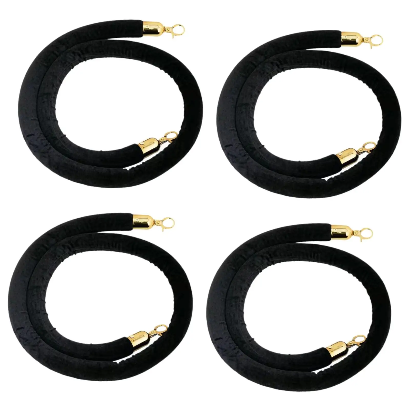 4x Velvet Stanchion Rope Crowd Control Security Barriers for VIP Queue Posts Black