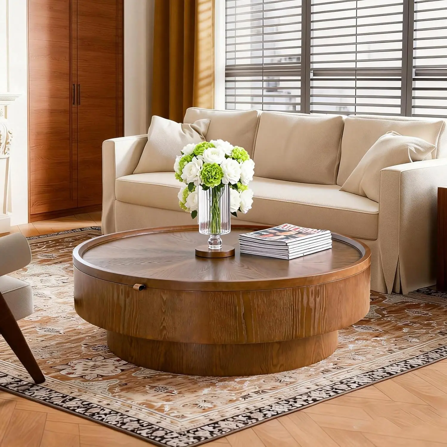 Современный круглый журнальный столик-барабан с откидной крышкой, в стиле середины века, минималистичный, деревянный, на заказ
Современный круглый журнальный столик-барабан с откидной крышкой, в стиле середины века, минималистичный, деревянный, на заказ