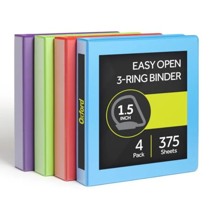Binders, 4 Pack, 3 Rg Bder, ONE-Touch Easy Open D-Rgs, Holds 375 Sheets, Non-Stick, PVC-Free, Three Rg Bders for Organization a
Binders, 4 Pack, 3 Rg Bder, ONE-Touch Easy Open D-Rgs, Holds 375 Sheets, Non-Stick, PVC-Free, Three Rg Bders for Organization a
