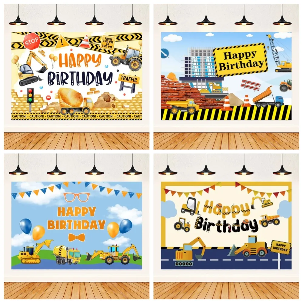 Construction team excavator themed birthday decoration background, yellow striped engineering vehicle birthday party background
Construction team excavator themed birthday decoration background, yellow striped engineering vehicle birthday party background