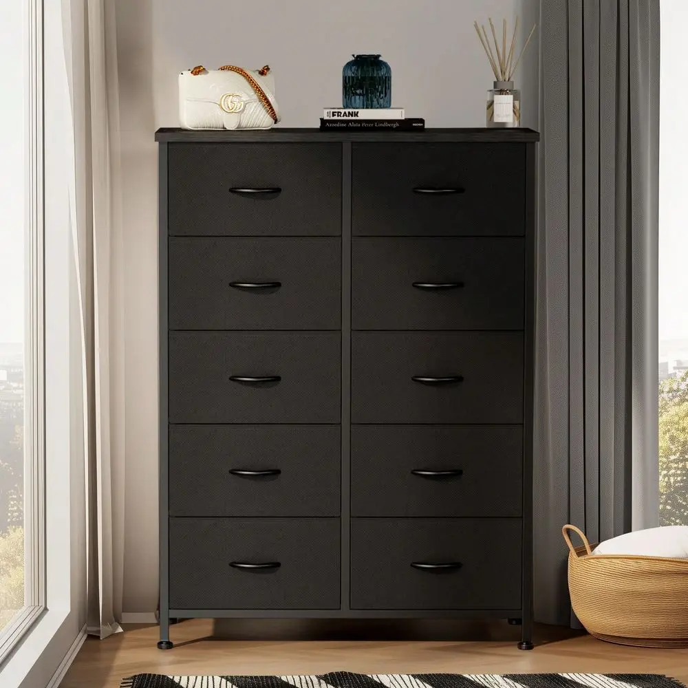 Tall Black Dresser For Bedroom With 10 Drawers, Chest Of Drawers, Dressers Bedroom Furniture, Storage Organizer Unit With Fabri
Tall Black Dresser For Bedroom With 10 Drawers, Chest Of Drawers, Dressers Bedroom Furniture, Storage Organizer Unit With Fabri