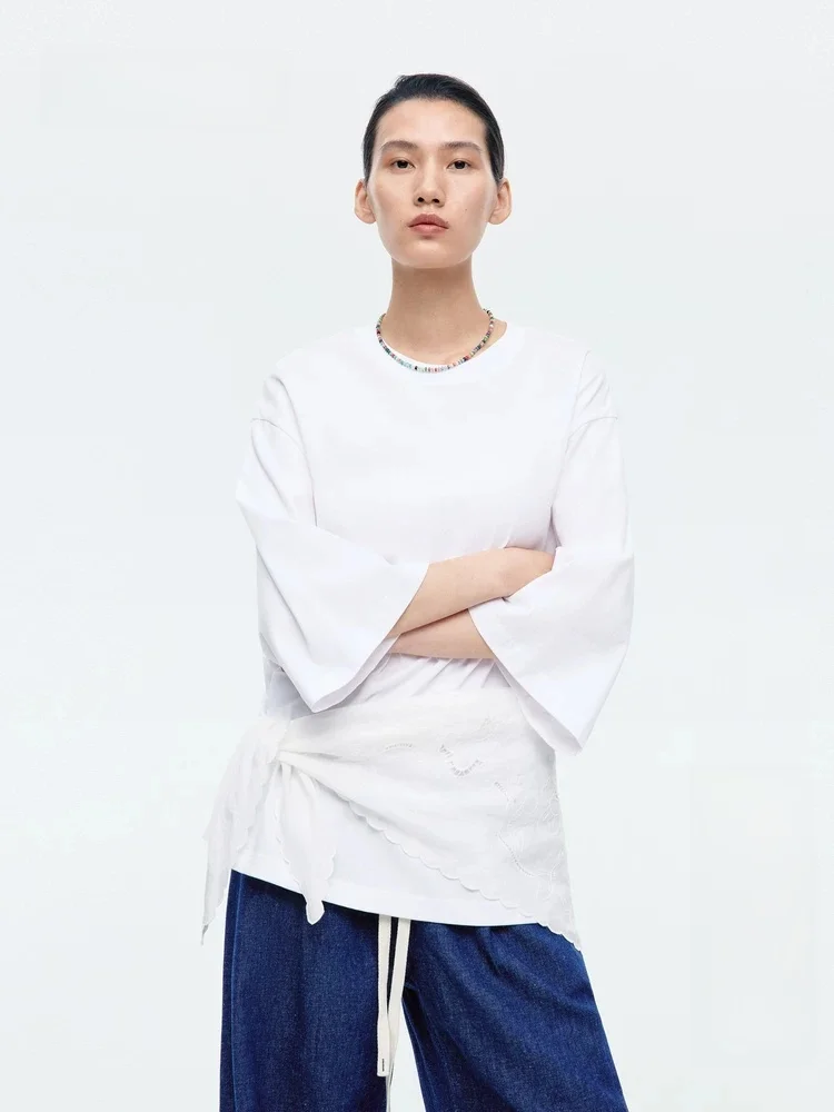 EditionT Women's Cotton T-Shirt Summer 2026 New Necklace Five-Quarter Sleeve Straight Cut Daily Wear T-Shirt
EditionT Women's Cotton T-Shirt Summer 2026 New Necklace Five-Quarter Sleeve Straight Cut Daily Wear T-Shirt