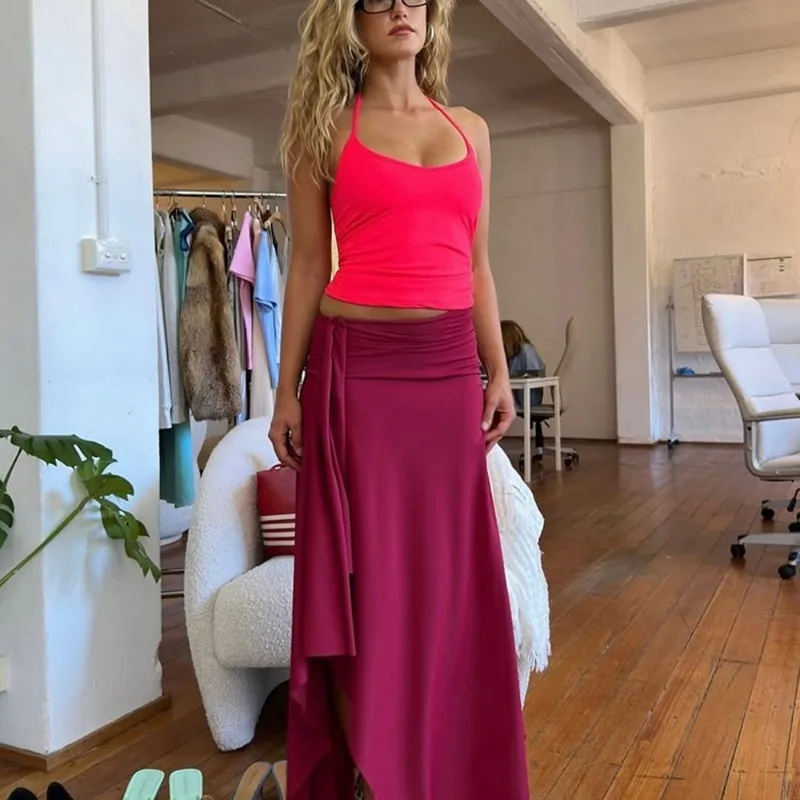 Tuularose High Waist Long Skirt Two Piece Women's Sexy Backless Lace-up Vest Slim Skirt Set Elegant Patchwork Summer Skirt Set
Tuularose High Waist Long Skirt Two Piece Women's Sexy Backless Lace-up Vest Slim Skirt Set Elegant Patchwork Summer Skirt Set