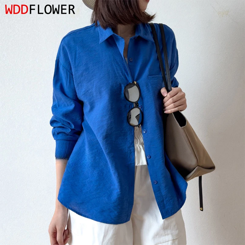 Women Silk Shirt 76% Mulberry Silk 24% Nylon Long Sleeve Royal Blue Buttons Down Top Blouse Office Lady Work M L XL M1292
Women Silk Shirt 76% Mulberry Silk 24% Nylon Long Sleeve Royal Blue Buttons Down Top Blouse Office Lady Work M L XL M1292