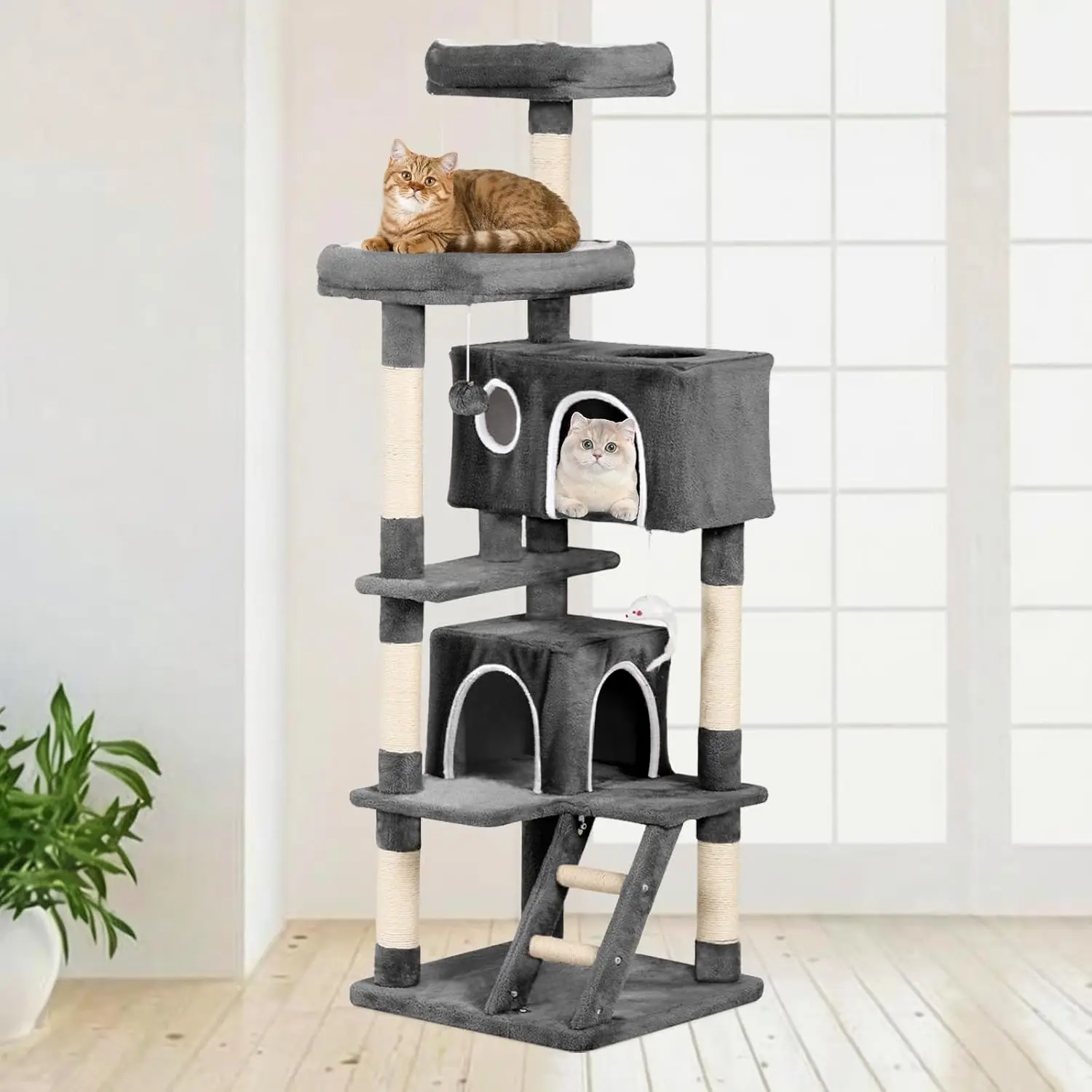 Cat Tree Tower 53 inch - Multi-Level Indoor Activity Center with Sisal Scratching Posts, Condo, Plush
Cat Tree Tower 53 inch - Multi-Level Indoor Activity Center with Sisal Scratching Posts, Condo, Plush