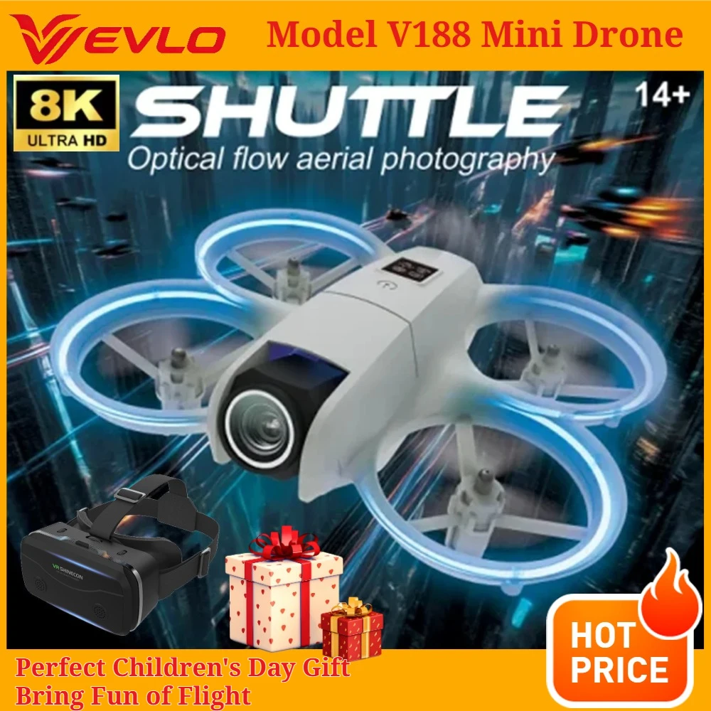 VEVLO 2026 New Model V188 Mini Drone 8K HD 180° ESC Dual Camera WiFi Foldable RC Quadcopter Toy Children's Day Gift VR Glasses
VEVLO 2026 New Model V188 Mini Drone 8K HD 180° ESC Dual Camera WiFi Foldable RC Quadcopter Toy Children's Day Gift VR Glasses