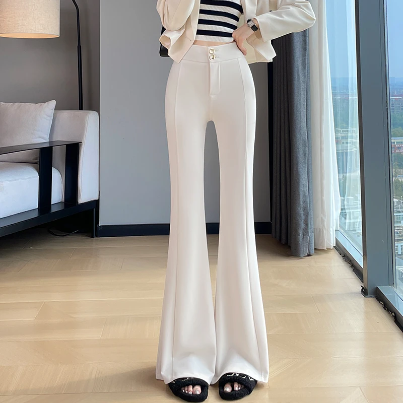 Aurumn Winter Solid High Waist Flare Pants Women Korean Fashion Office Lady Casual Trousers Female Simple Slim Bodycon Pants
Aurumn Winter Solid High Waist Flare Pants Women Korean Fashion Office Lady Casual Trousers Female Simple Slim Bodycon Pants