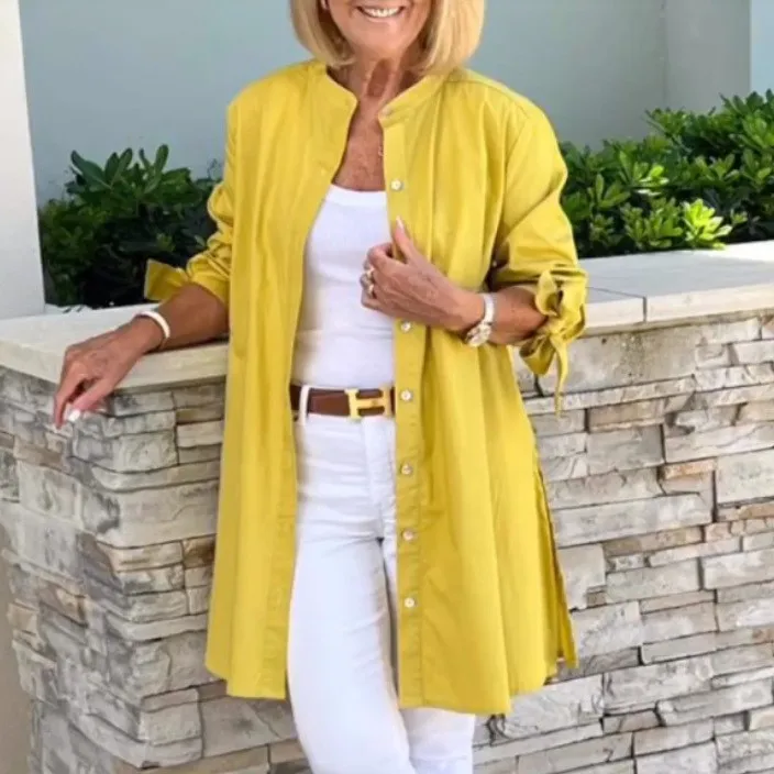 Women Blouse Cotton Ruffle Blouses Stand Collar Oversized Fit Yellow Button Up Shirt Tie Cuff Pink Long Sleeve Shirt Blue
Women Blouse Cotton Ruffle Blouses Stand Collar Oversized Fit Yellow Button Up Shirt Tie Cuff Pink Long Sleeve Shirt Blue