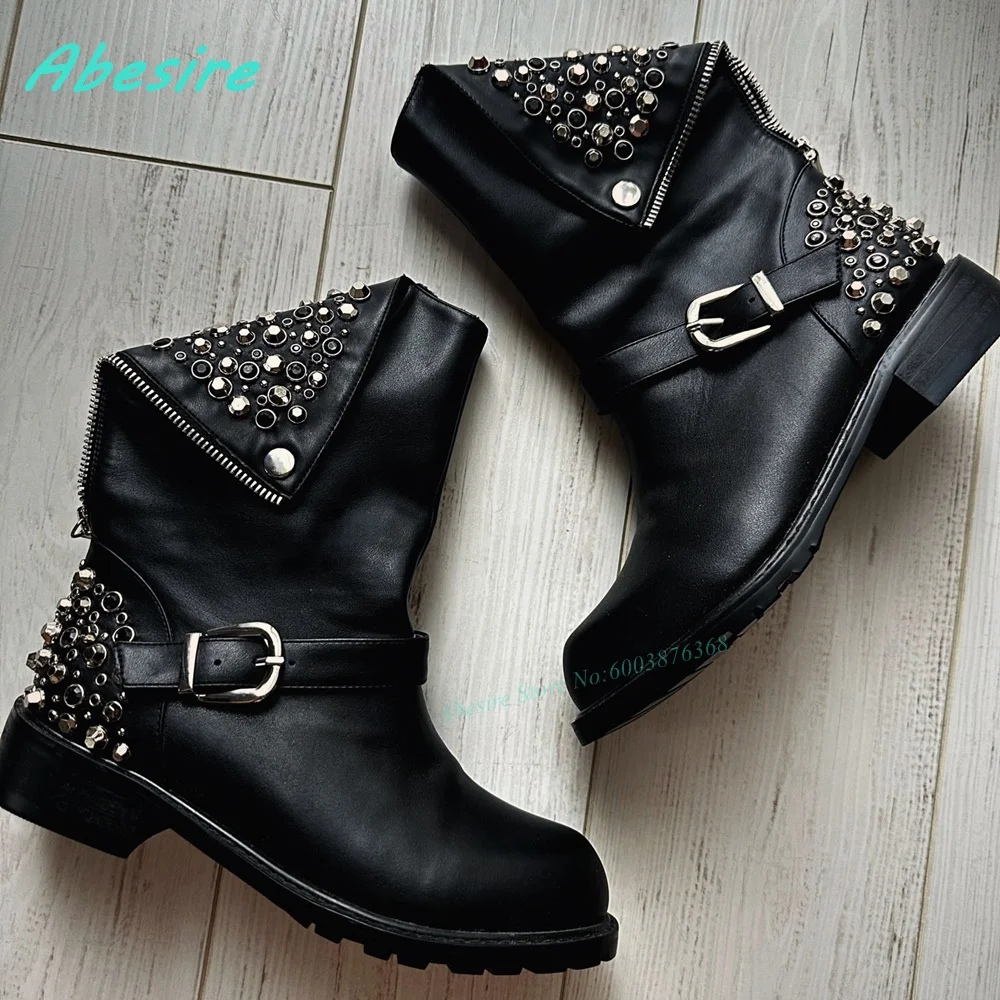 Rivet Belt Buckle Leather Ankle Boots Round Toe Platform Chunky Heels Zipper Women's Boots Punk Rock Metal Decoration Shoes 2026
Rivet Belt Buckle Leather Ankle Boots Round Toe Platform Chunky Heels Zipper Women's Boots Punk Rock Metal Decoration Shoes 2026