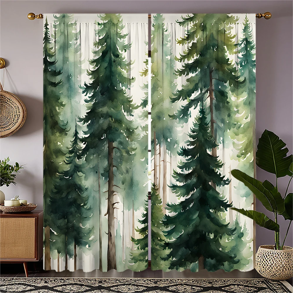 2-piece set of high-definition digital printed curtainwatercolor forest green tree pattern curtain rod curtainHome decoration st
2-piece set of high-definition digital printed curtainwatercolor forest green tree pattern curtain rod curtainHome decoration st