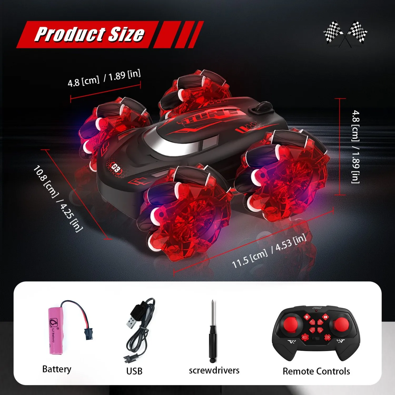 Red - Small double-sided vehicle (Single remote control)
Red - Small double-sided vehicle (Single remote control)