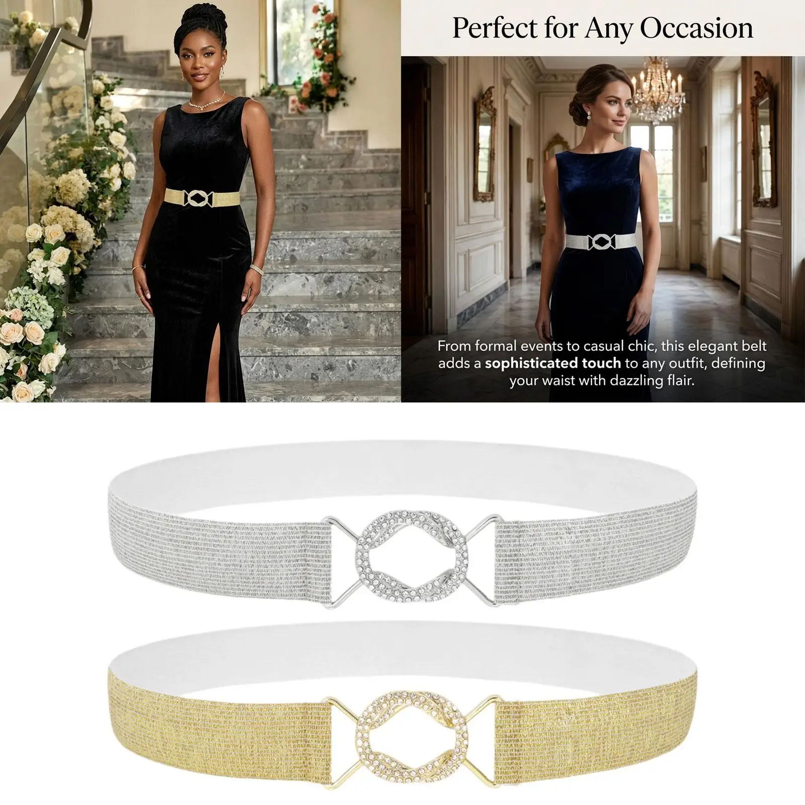 Women Elastic Waist Belt Rhinestones Modern Stretch Corset Cinch Belt, Waistband Chunky Belt for Sweaters Shirts Wedding Daily
Women Elastic Waist Belt Rhinestones Modern Stretch Corset Cinch Belt, Waistband Chunky Belt for Sweaters Shirts Wedding Daily