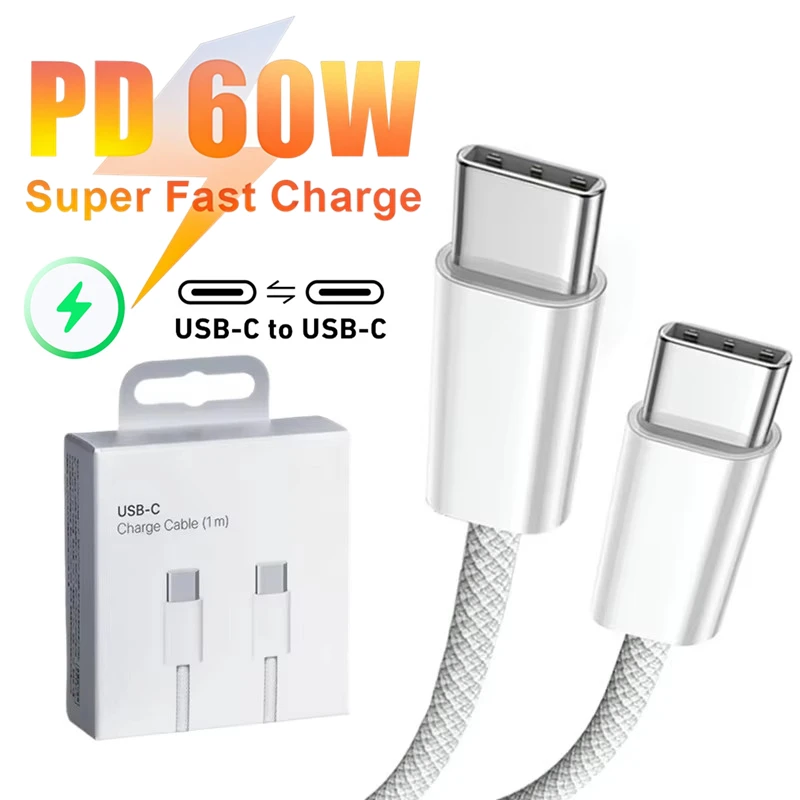 60W PD USB-C Fast Charging Cable For iPhone 15 Plus 16 Pro Max 16e Samsung Xiaomi Redmi POCO Type-C to Type-C Braided Data Cable
60W PD USB-C Fast Charging Cable For iPhone 15 Plus 16 Pro Max 16e Samsung Xiaomi Redmi POCO Type-C to Type-C Braided Data Cable
