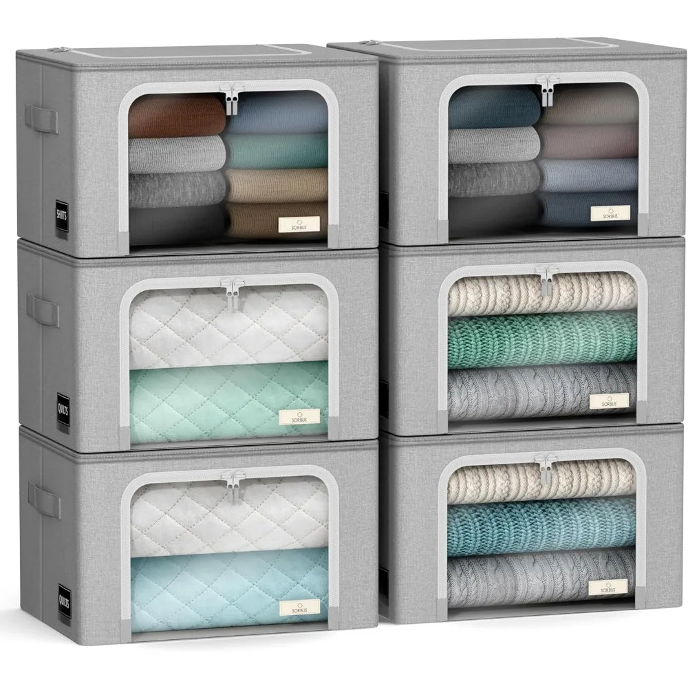Storage Bins with Metal Frame with Large Clear Window & Carry Handles, Organization for Bedding & Linen Foldable Storage Bags
Storage Bins with Metal Frame with Large Clear Window & Carry Handles, Organization for Bedding & Linen Foldable Storage Bags