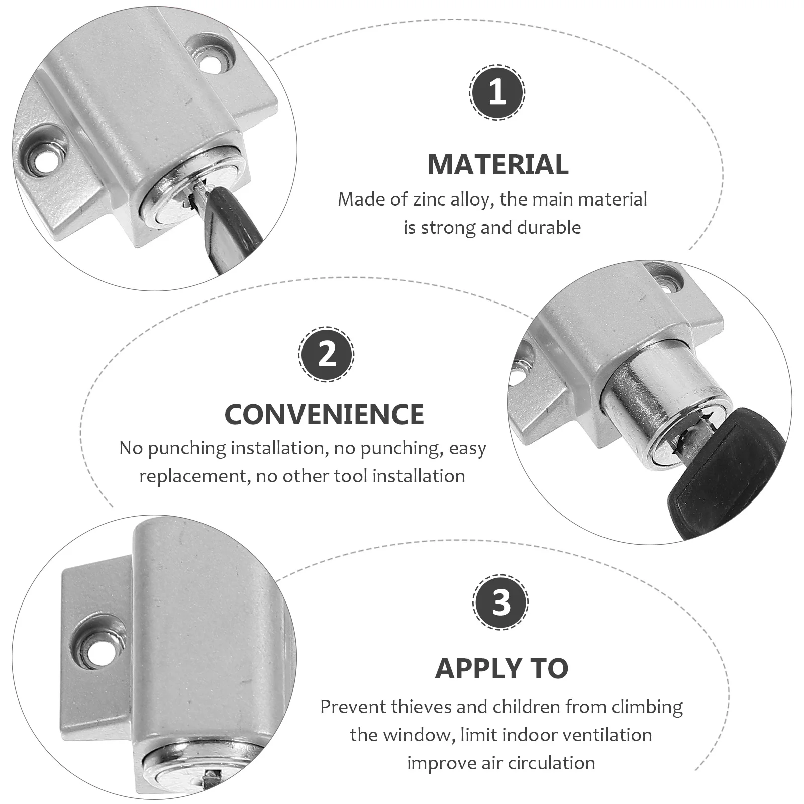 Zinc Alloy Sliding Window Lock Anti-Theft Sash Stopper Safety Limiter Child Door Security Glass Clamp Key Durable Scratch
Zinc Alloy Sliding Window Lock Anti-Theft Sash Stopper Safety Limiter Child Door Security Glass Clamp Key Durable Scratch