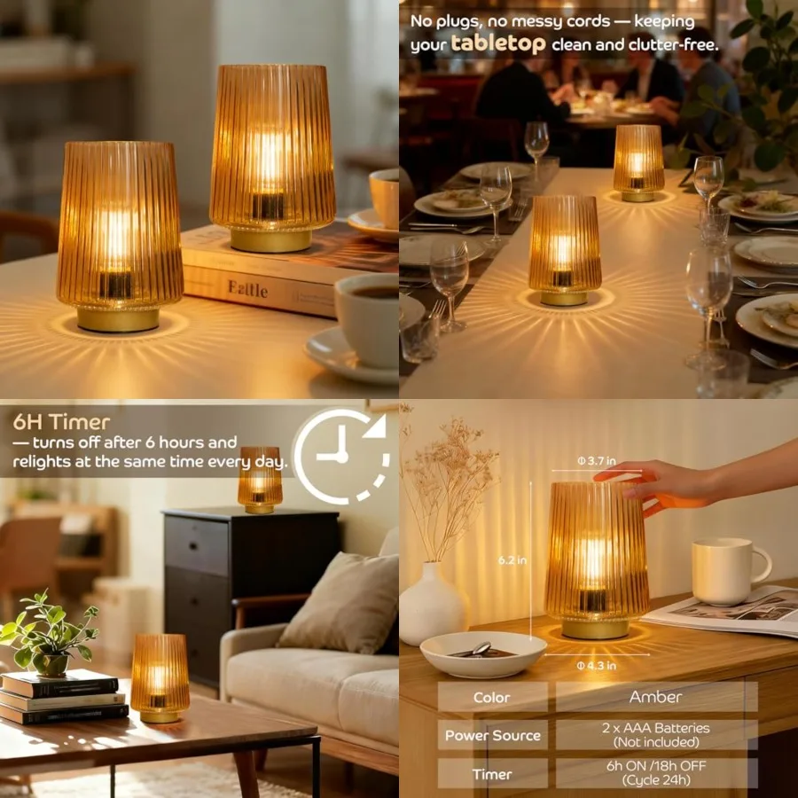 Battery Operated Lamp with Timer, Set of 2 Small Cozy Table Lamp Decorative Ambient Glass Lamp for Bedside and Home Decor, Aest
Battery Operated Lamp with Timer, Set of 2 Small Cozy Table Lamp Decorative Ambient Glass Lamp for Bedside and Home Decor, Aest