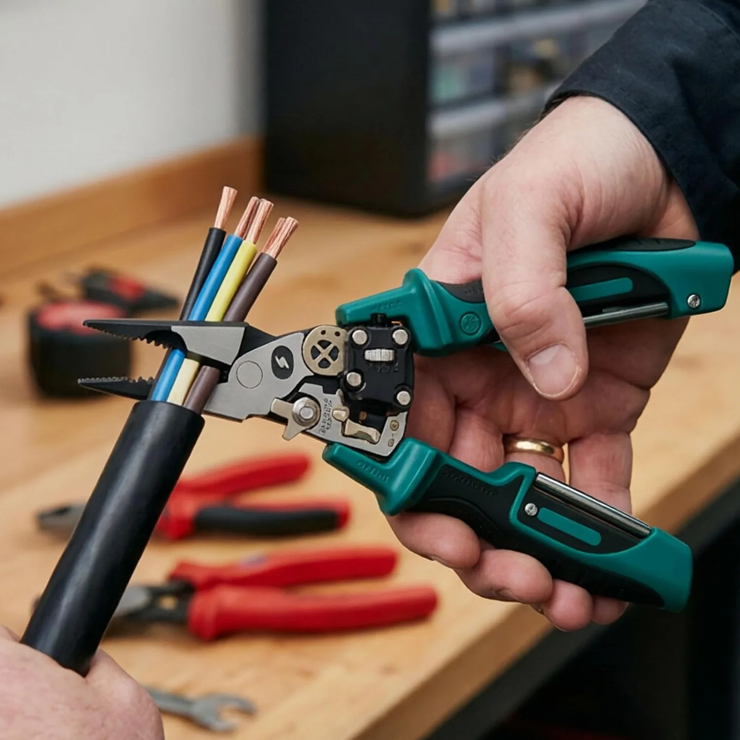 Hot Wire Stripping Pliers with Digital Display Alloy Steel Voltage Tester Electrician Pliers for Cables Cutting/Peeling/Crimping
Hot Wire Stripping Pliers with Digital Display Alloy Steel Voltage Tester Electrician Pliers for Cables Cutting/Peeling/Crimping