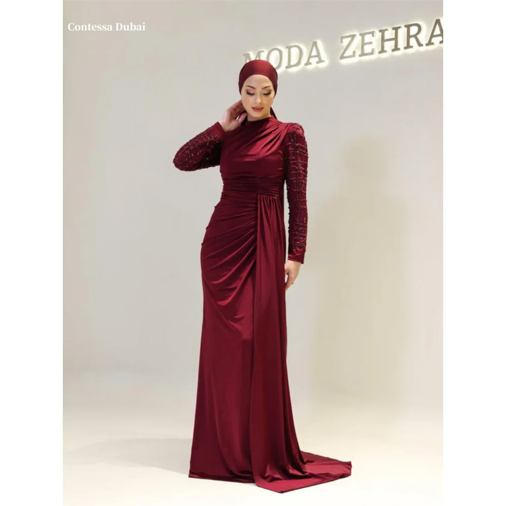 Contessa Dubai Turtleneck Long Sleeve Waist-cinching Prom Dress Waist Tie Zipفساتين سهرات Formal 2025Srobes de soirée
Contessa Dubai Turtleneck Long Sleeve Waist-cinching Prom Dress Waist Tie Zipفساتين سهرات Formal 2025Srobes de soirée
