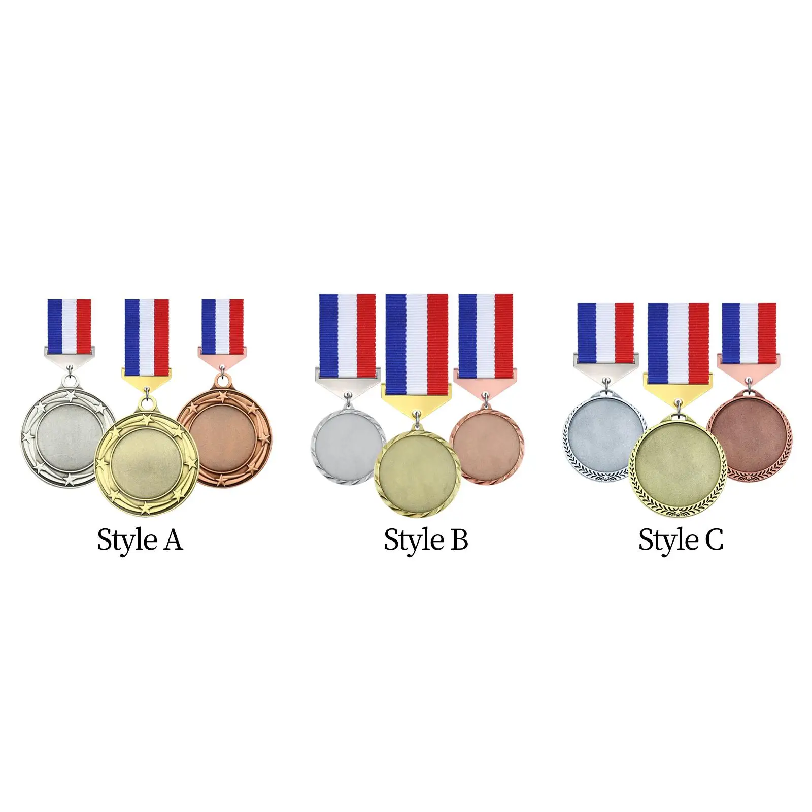 3x Gold Silver Bronze Medals with Ribbons Zinc Alloy Winner Medals Award Medals for School Sports Spelling Bees Parties
3x Gold Silver Bronze Medals with Ribbons Zinc Alloy Winner Medals Award Medals for School Sports Spelling Bees Parties