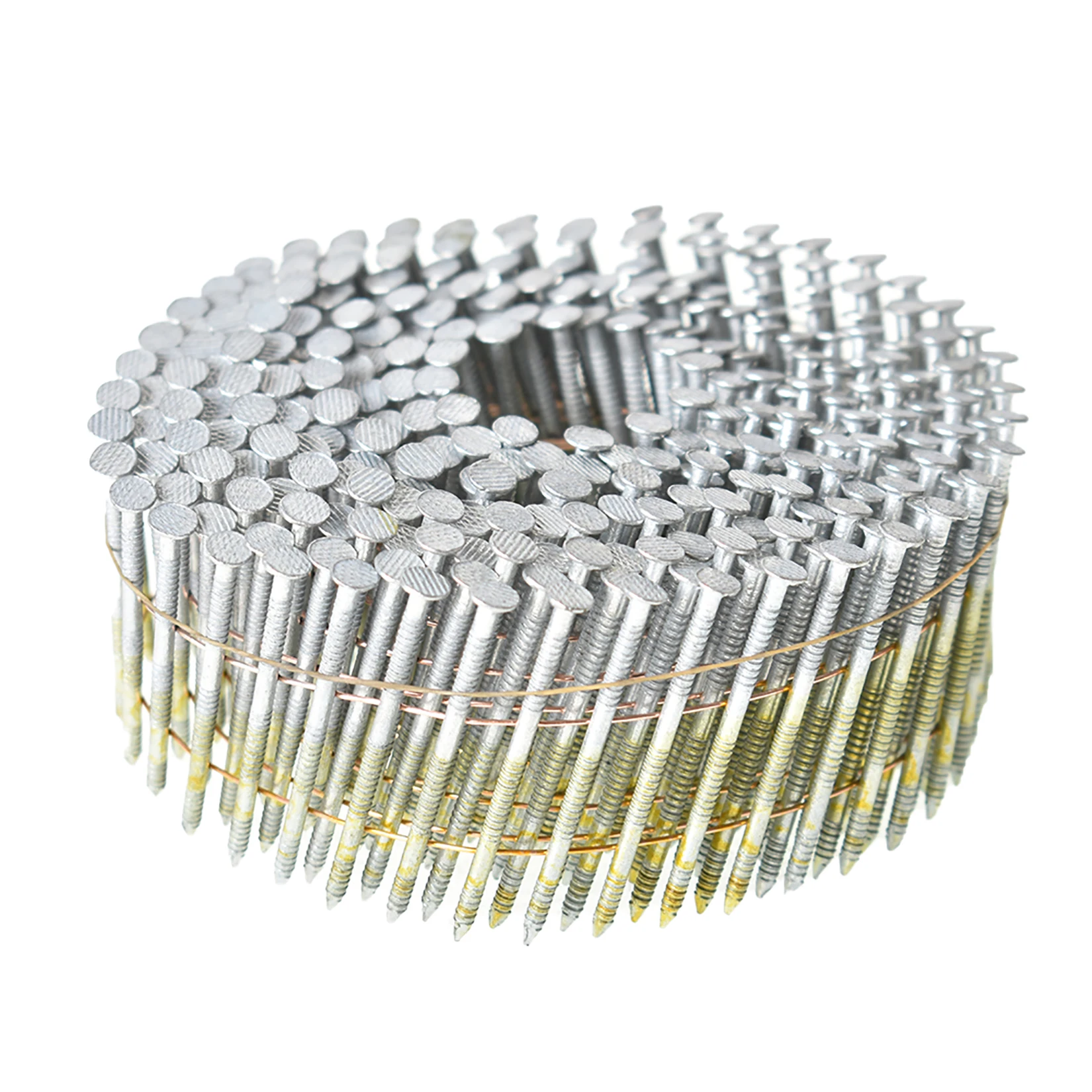 3600 Count Siding Nails 2-1/4 Inch by.092 Inch 15 Degree Ring Shank Hot-Dipped Galvanized Collated Wire Coil 
3600 Count Siding Nails 2-1/4 Inch by.092 Inch 15 Degree Ring Shank Hot-Dipped Galvanized Collated Wire Coil