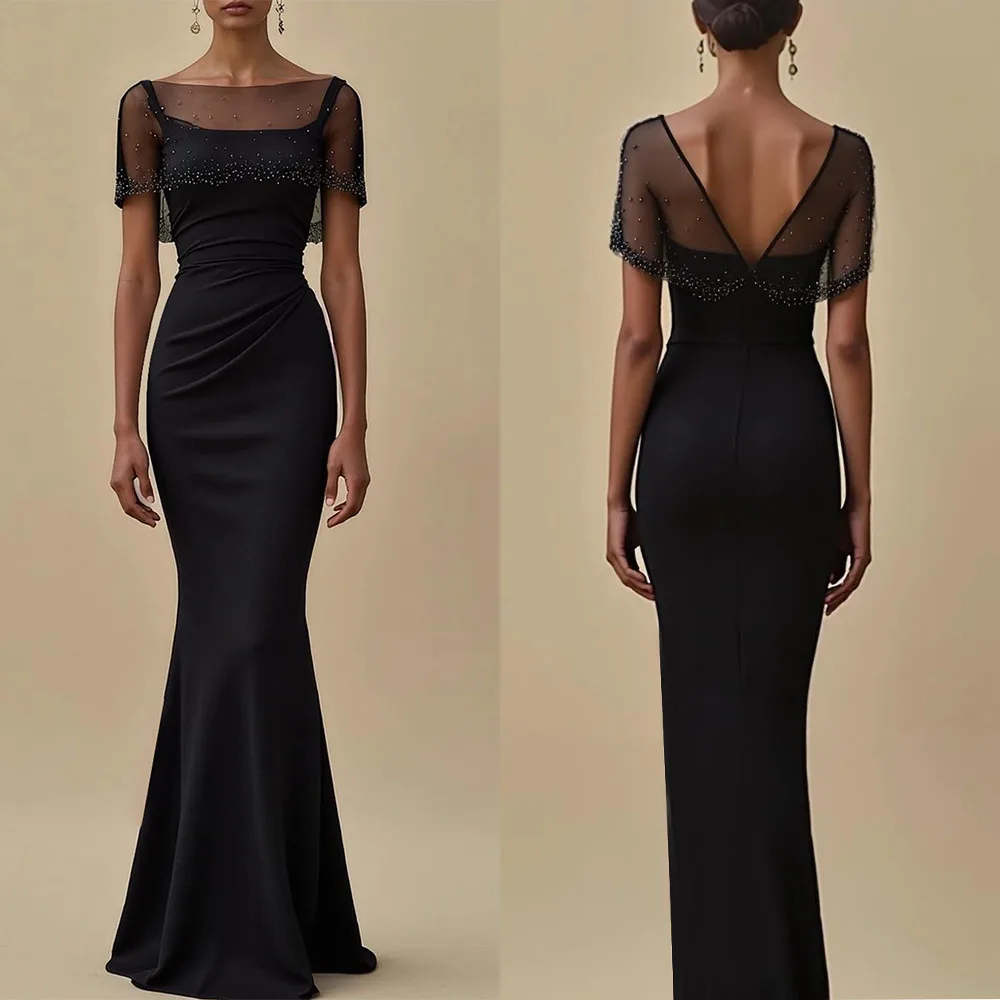 Высококачественные тонкие подтяжки без бретелек по индивидуальному заказу длиной до пола с короткими рукавами, черные платья из бисера, Vestidos Para Bodas Mujer Invitada
Высококачественные тонкие подтяжки без бретелек по индивидуальному заказу длиной до пола с короткими рукавами, черные платья из бисера, Vestidos Para Bodas Mujer Invitada