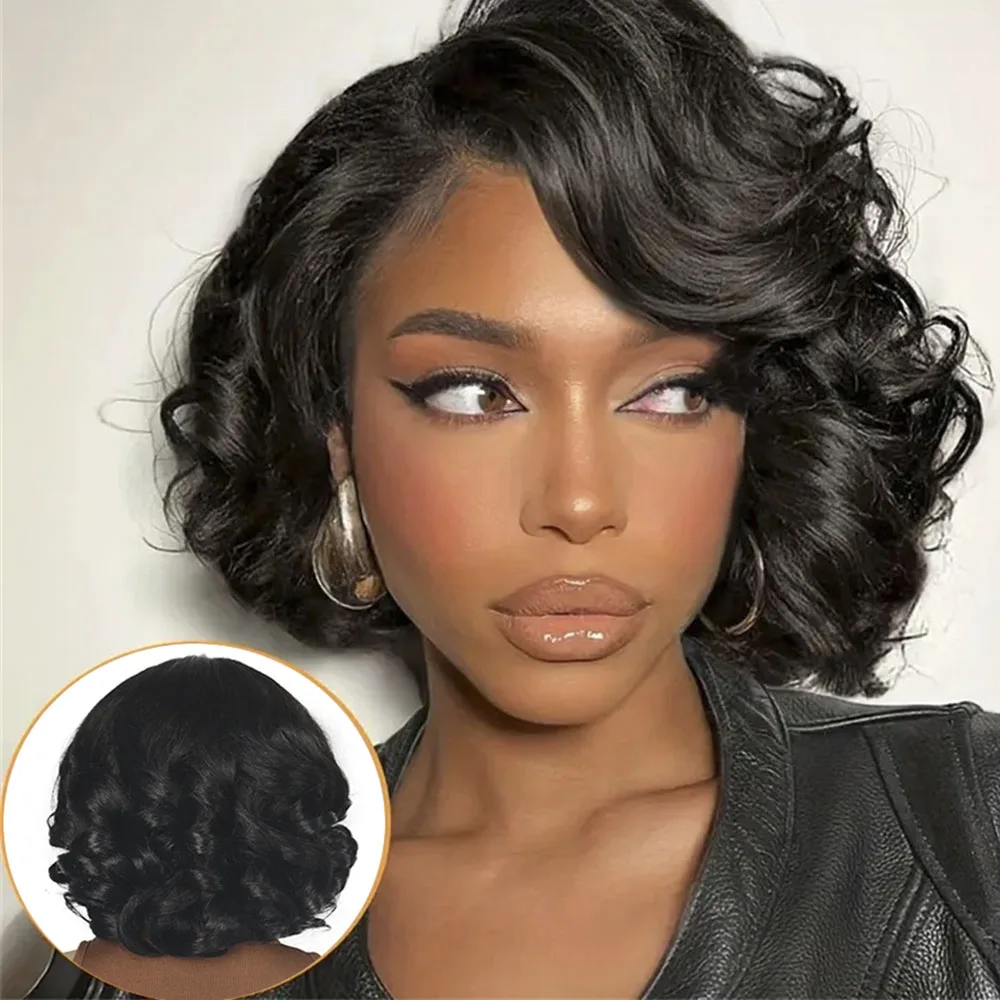 Bouncy Side T Part Lace Short Bob Human Hair Wig Loose Wave Body Wave 13x1 Lace Front Wig with Egg Wave Design for Black Women
Bouncy Side T Part Lace Short Bob Human Hair Wig Loose Wave Body Wave 13x1 Lace Front Wig with Egg Wave Design for Black Women