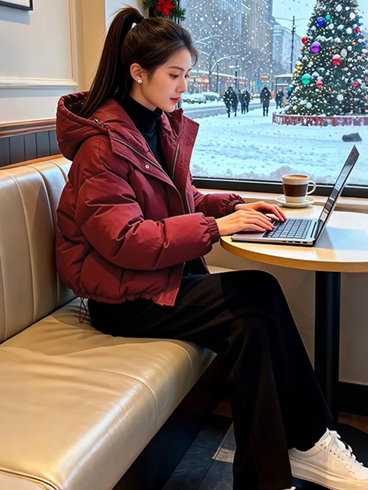 Winter Thiened Fce Lined Hooded down Cotton Jaet Women's Coat Warm Sli Commute Korean Sle Loose Fit Zipper Closure
Winter Thiened Fce Lined Hooded down Cotton Jaet Women's Coat Warm Sli Commute Korean Sle Loose Fit Zipper Closure