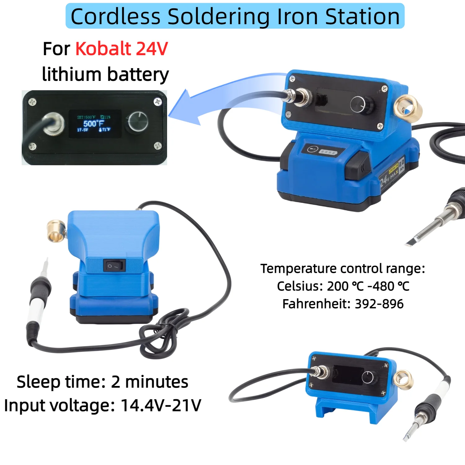 Cordless Soldering Iron Station for Kobalt 24V Battery T12 Digital Display Soldering Iron Electronic Repair Welding Tool
Cordless Soldering Iron Station for Kobalt 24V Battery T12 Digital Display Soldering Iron Electronic Repair Welding Tool