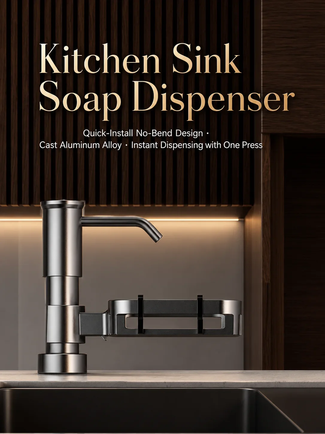 Kitchen Sink Soap Dispenser Aluminum Built In Liquid Dispenser with Storage Tray Extension Tube Large Pump Head
Kitchen Sink Soap Dispenser Aluminum Built In Liquid Dispenser with Storage Tray Extension Tube Large Pump Head