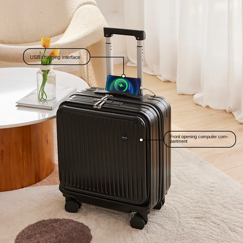 Front Opening Luggage USB Small Suitcase 18/20 inch Cabin Suitcases Travel Strong Durable Bag Password Trolley Case Travel Bags
Front Opening Luggage USB Small Suitcase 18/20 inch Cabin Suitcases Travel Strong Durable Bag Password Trolley Case Travel Bags