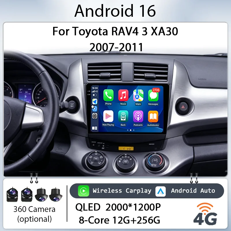 Car Radio Multimedia Player Wireless CarPlay 9" Android 16 for Toyota RAV4 3 XA30 2007-2011 GPS BT 4G DSP IPS Touch Screen QLED
Car Radio Multimedia Player Wireless CarPlay 9" Android 16 for Toyota RAV4 3 XA30 2007-2011 GPS BT 4G DSP IPS Touch Screen QLED