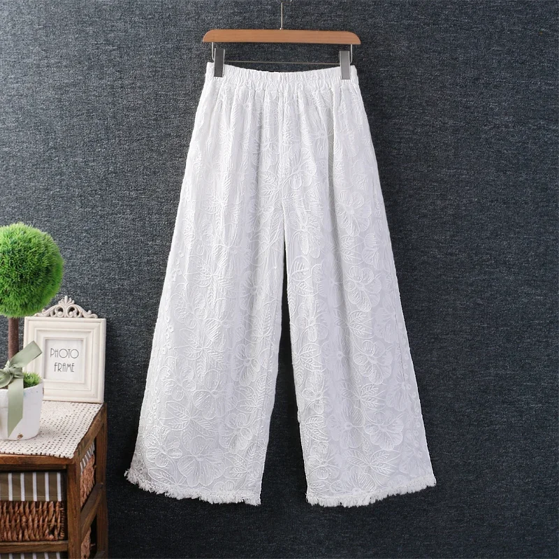 Spring Sweet Mori Girl Embroidered Wide Leg Pants Women Korean Fashion Elastic Waist Casual Loose Pants
Spring Sweet Mori Girl Embroidered Wide Leg Pants Women Korean Fashion Elastic Waist Casual Loose Pants