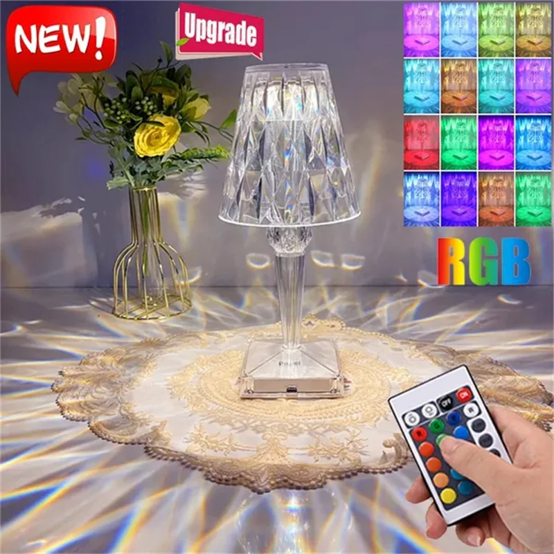 RGB Multi-color Dimmable With Remote Control Diamond Rose Crystal Table Lamp USB Rechargeable LED Nightstand Lamps Bedroom
RGB Multi-color Dimmable With Remote Control Diamond Rose Crystal Table Lamp USB Rechargeable LED Nightstand Lamps Bedroom