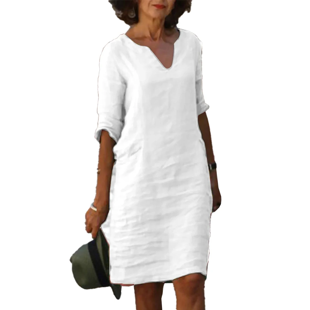 Womens Dress Dress Brand New Casual Daily Polyester Retro Short Sleeve Solid Color V Neck V-Neck Dress Fashionable
Womens Dress Dress Brand New Casual Daily Polyester Retro Short Sleeve Solid Color V Neck V-Neck Dress Fashionable