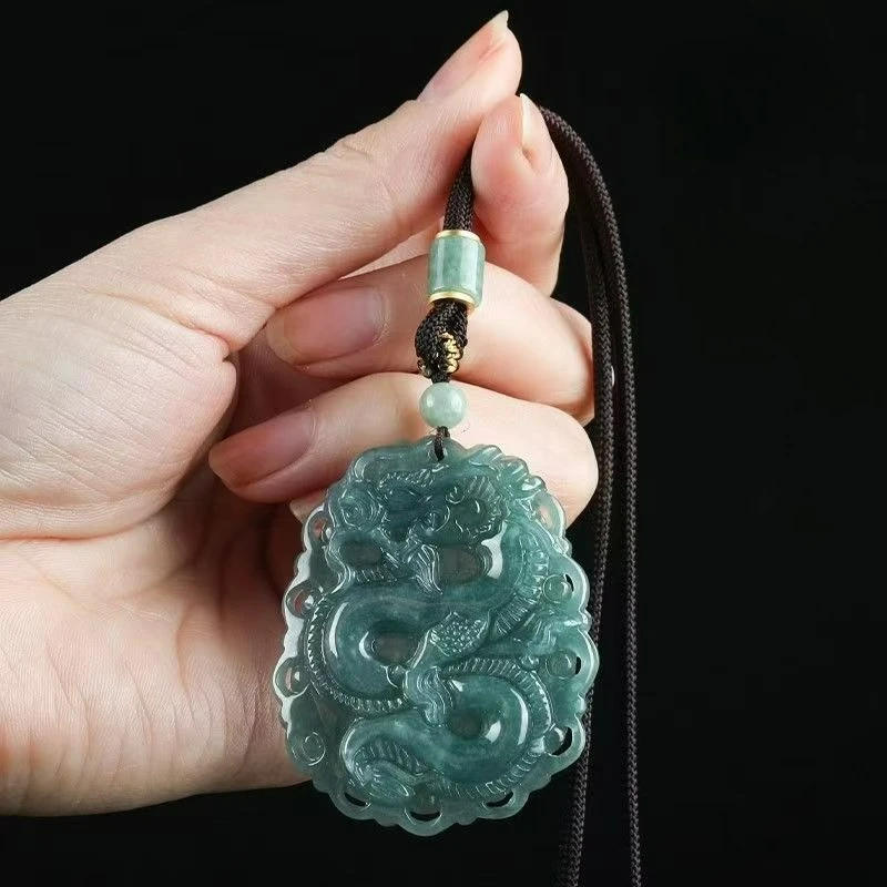 Natural Blue Water Jade Essential Carving Zodiac Dragon Chain Pendant Fine Jewelry Accessories Fashionable Couple Amulet Gift 
Natural Blue Water Jade Essential Carving Zodiac Dragon Chain Pendant Fine Jewelry Accessories Fashionable Couple Amulet Gift