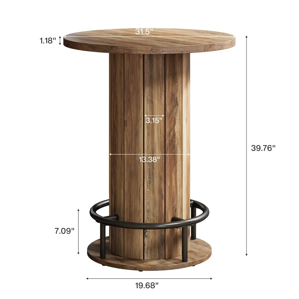 Round Dining Table Set of 4, Bar Height Commercial Kitchen Table with Wood Strip Base and Footrest, for Dining Room, Restaurant
Round Dining Table Set of 4, Bar Height Commercial Kitchen Table with Wood Strip Base and Footrest, for Dining Room, Restaurant