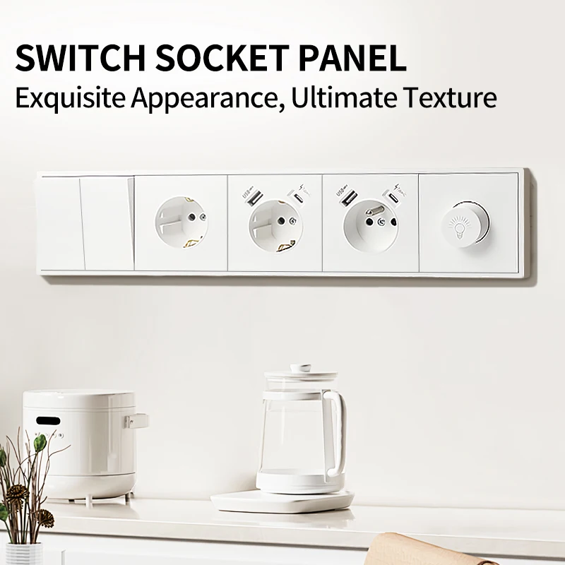 MORDIO Schuko Socket with USB & Type-C Ports, Flush Wall Outlet, 16A 250V, White, Grounded, Compatible with Multi-Gang Frame 
MORDIO Schuko Socket with USB & Type-C Ports, Flush Wall Outlet, 16A 250V, White, Grounded, Compatible with Multi-Gang Frame