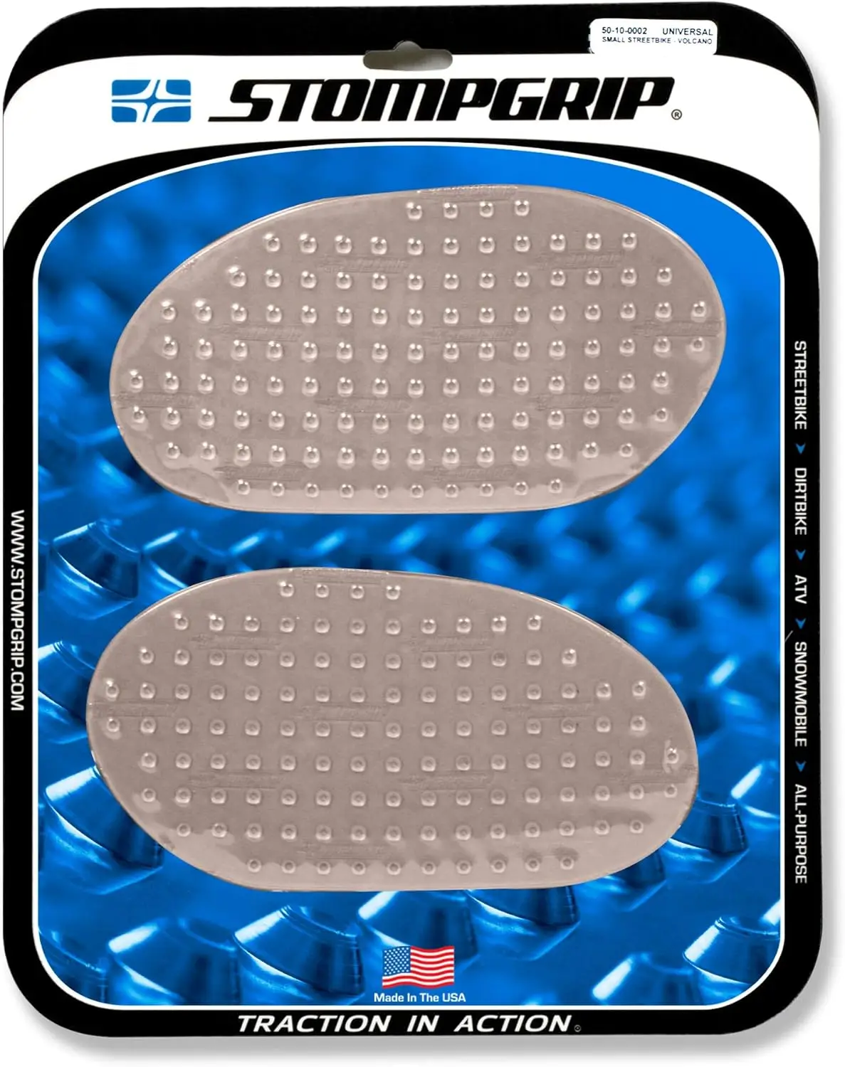 Motorcycle Traction Pads - Universal Small Street Bike Kit - Volcano Grip Pattern (Clear)
Motorcycle Traction Pads - Universal Small Street Bike Kit - Volcano Grip Pattern (Clear)
