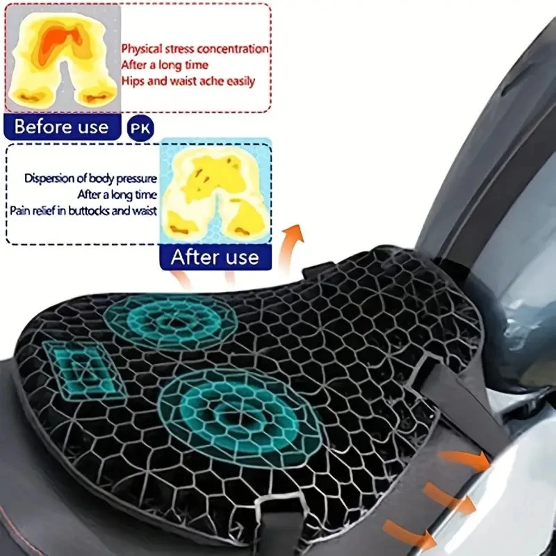 Universal Motorcycle Gel Seat Cushion Honeycomb Breathable Shock Absorption Pad Comfortable Seat Cover for Long Rides Office Use
Universal Motorcycle Gel Seat Cushion Honeycomb Breathable Shock Absorption Pad Comfortable Seat Cover for Long Rides Office Use