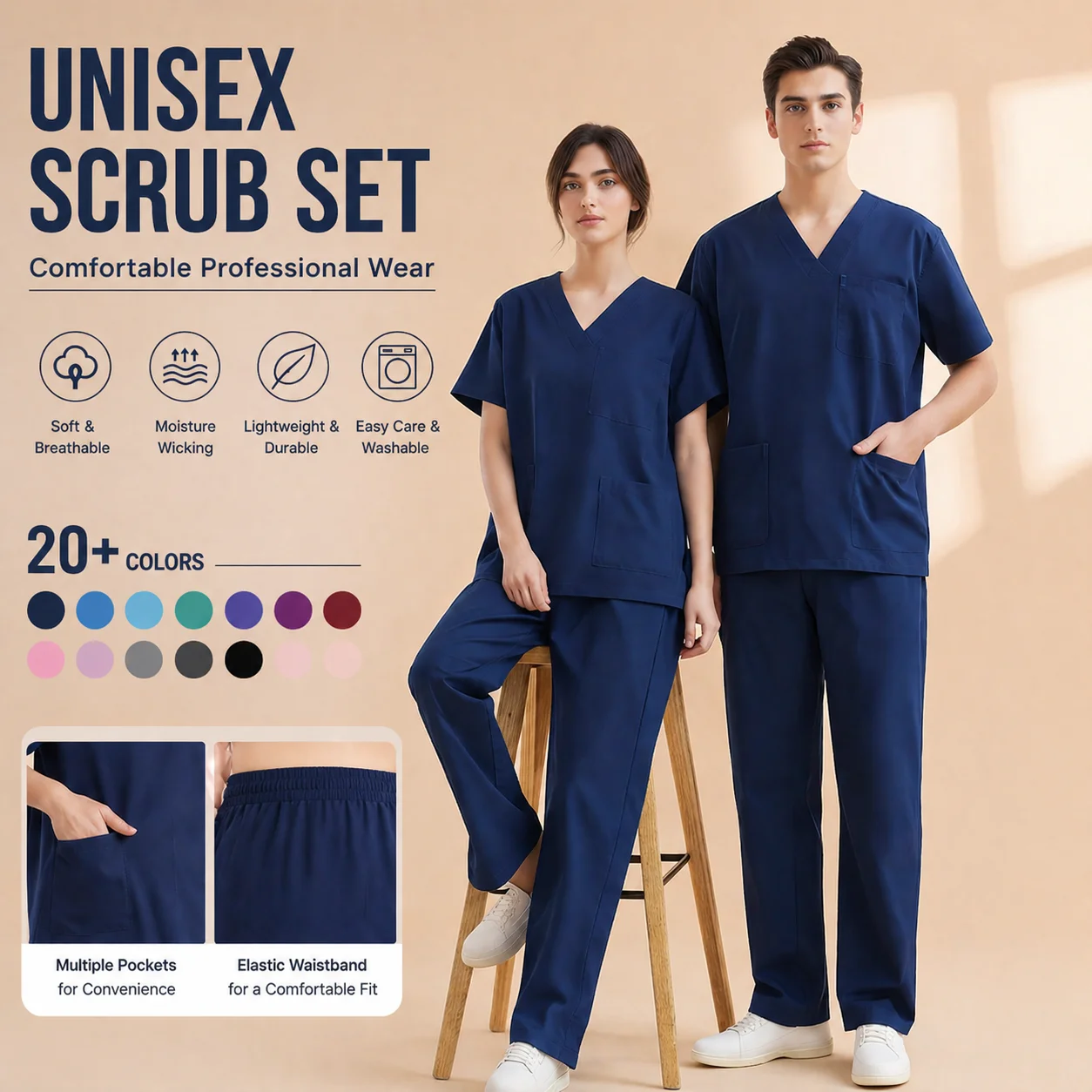 Surgical Uniforms Woman Man Scrub Set Medical Nurse Beauty Salon Workwear Clinical Scrubs Top + Pant Spa Doctor Nursing Cotton
Surgical Uniforms Woman Man Scrub Set Medical Nurse Beauty Salon Workwear Clinical Scrubs Top + Pant Spa Doctor Nursing Cotton