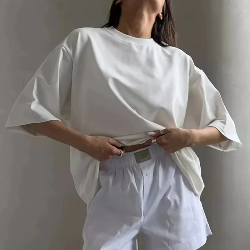 T-Shirts for Women O-Neck Short Sleeve Solid Chic Casual Tops Spring Summer 2025 New Comfortable Female Fashion Loose T-Shirts
T-Shirts for Women O-Neck Short Sleeve Solid Chic Casual Tops Spring Summer 2025 New Comfortable Female Fashion Loose T-Shirts