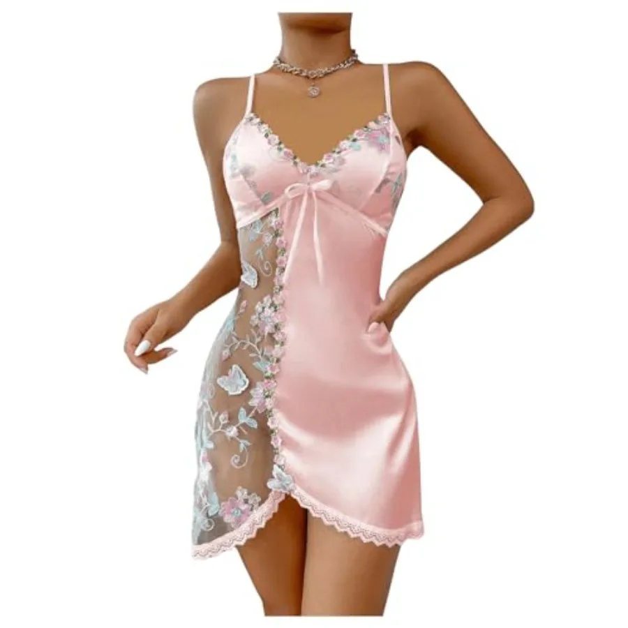 RoseSeek Women's Mesh Floral Embroidery Lace Trim Sheer Chemise Sleep Dresses Babydoll Nightgown Satin Slip Dress
RoseSeek Women's Mesh Floral Embroidery Lace Trim Sheer Chemise Sleep Dresses Babydoll Nightgown Satin Slip Dress