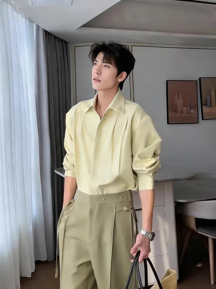 Light Green Long Sleeve Ice Silk Men's Shirt Spring Summer Pleated Design High-Drapery Sunscreen Shirt Handsome Outerwear
Light Green Long Sleeve Ice Silk Men's Shirt Spring Summer Pleated Design High-Drapery Sunscreen Shirt Handsome Outerwear