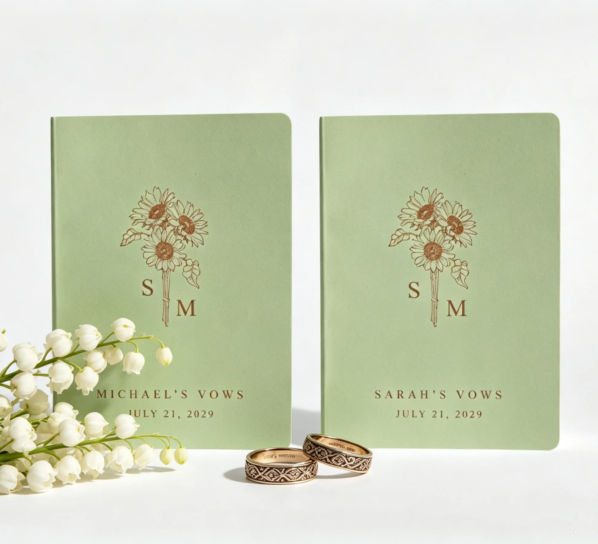 Personalized Sunflower Wedding Vow Books, Set of 2 His & Hers Marriage Promise Booklets, Minimal Floral Keepsake Journals for
Personalized Sunflower Wedding Vow Books, Set of 2 His & Hers Marriage Promise Booklets, Minimal Floral Keepsake Journals for