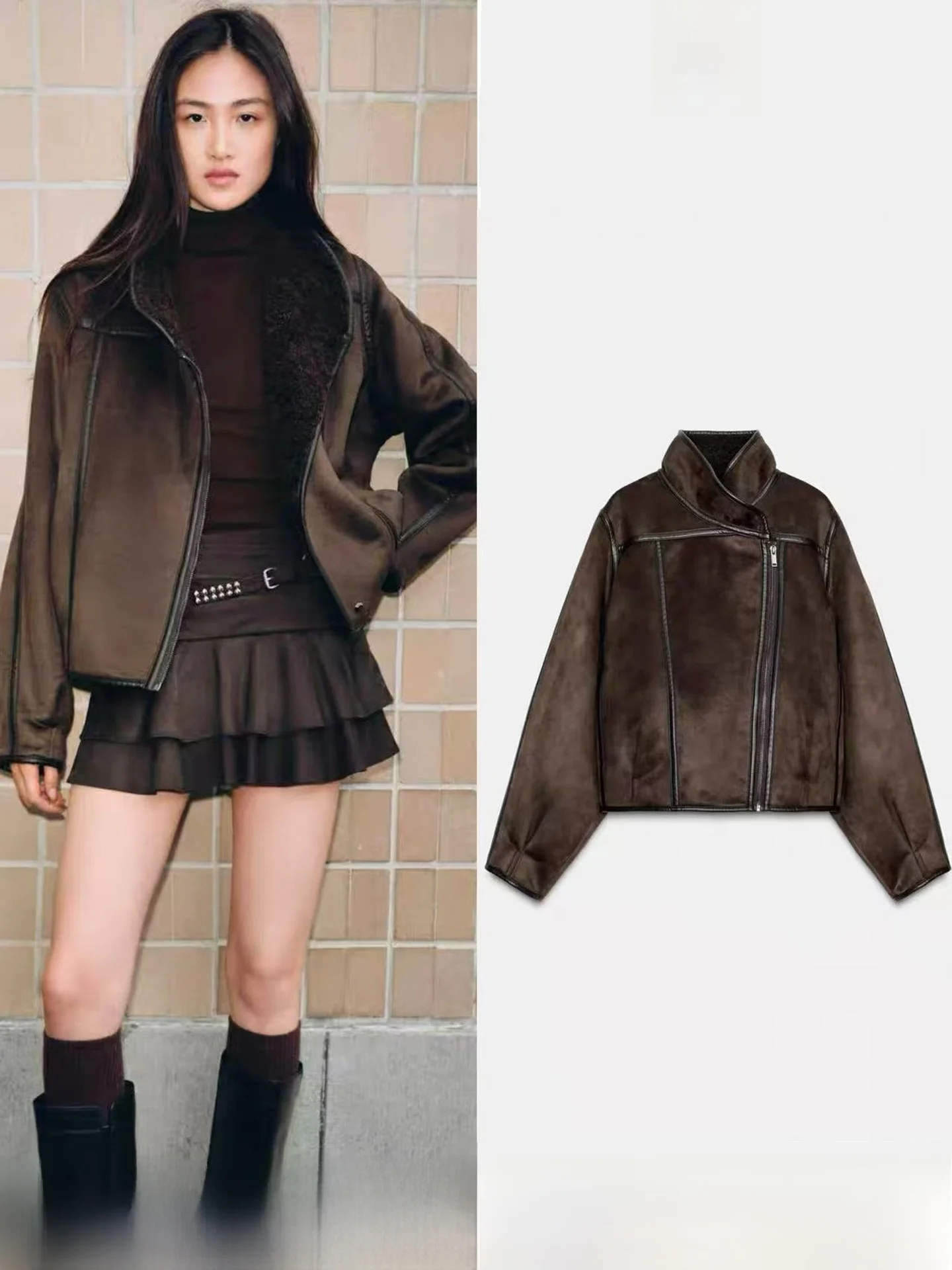 Fashionable Double-Sided Leather-and-Fur Integrated Casual Long-Sleeve Women's Jacket Winter New Style American Style Short Coat
Fashionable Double-Sided Leather-and-Fur Integrated Casual Long-Sleeve Women's Jacket Winter New Style American Style Short Coat